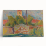 Modern Wall Art – Vibrant Village Landscape with Church