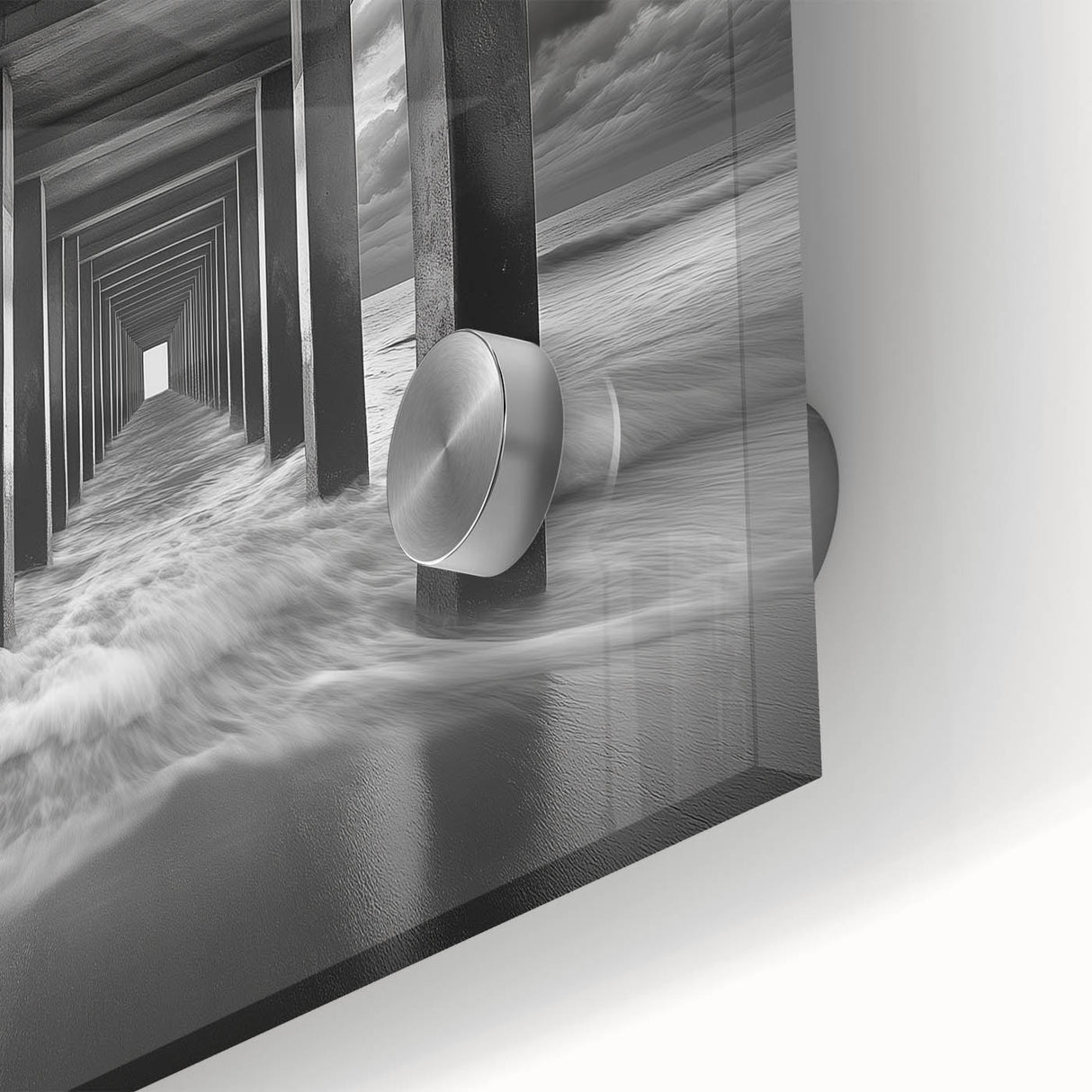 Ocean Tunnel Perspective – Black and White Dynamic Wall Art