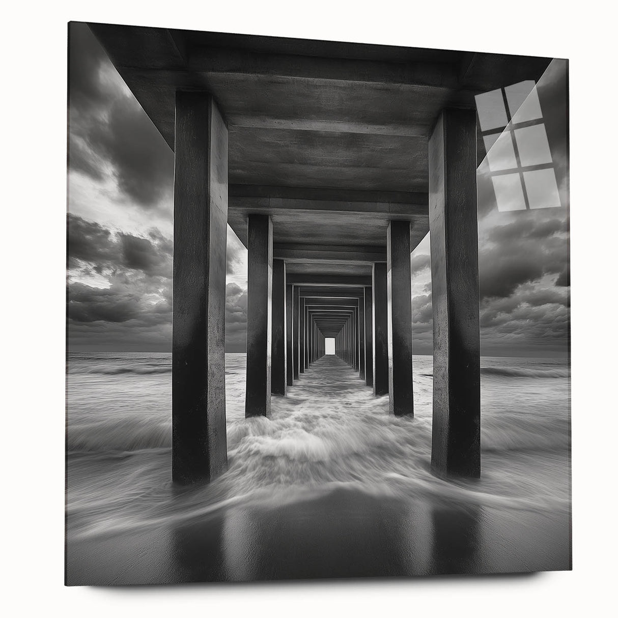 Ocean Tunnel Perspective – Black and White Dynamic Wall Art