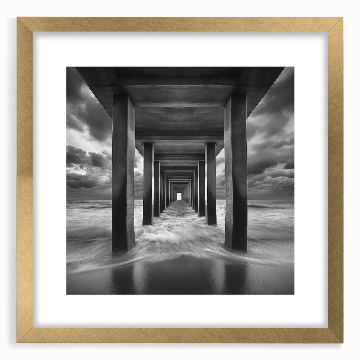 Ocean Tunnel Perspective – Black and White Dynamic Wall Art