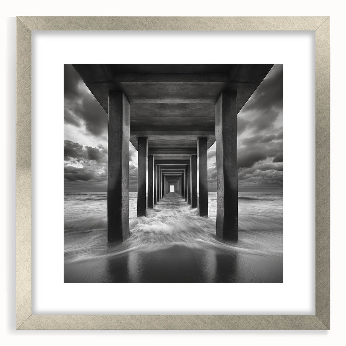 Ocean Tunnel Perspective – Black and White Dynamic Wall Art