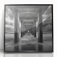 Ocean Tunnel Perspective – Black and White Dynamic Wall Art