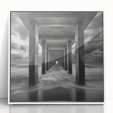 Ocean Tunnel Perspective – Black and White Dynamic Wall Art