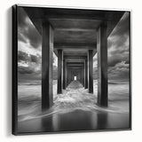 Ocean Tunnel Perspective – Black and White Dynamic Wall Art