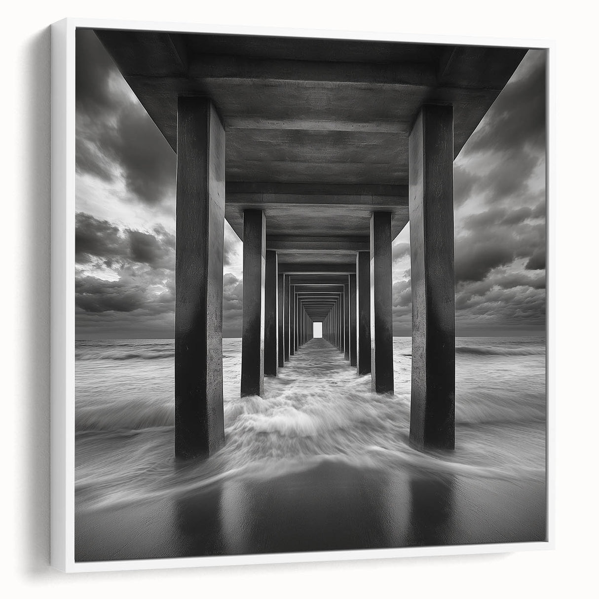 Ocean Tunnel Perspective – Black and White Dynamic Wall Art