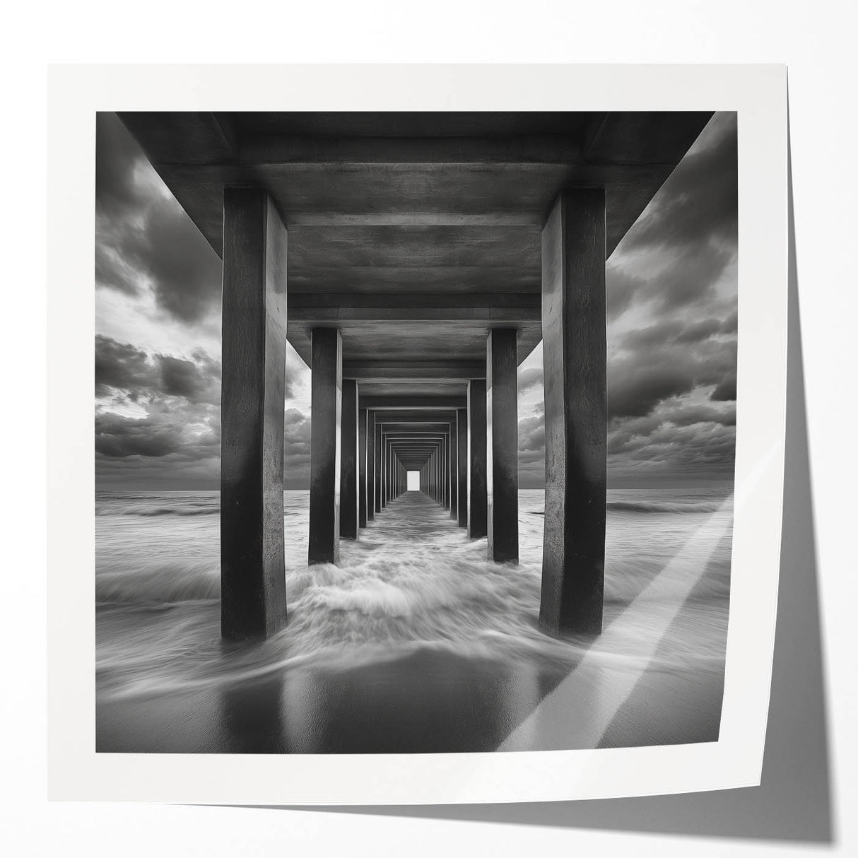 Ocean Tunnel Perspective – Black and White Dynamic Wall Art