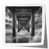 Ocean Tunnel Perspective – Black and White Dynamic Wall Art
