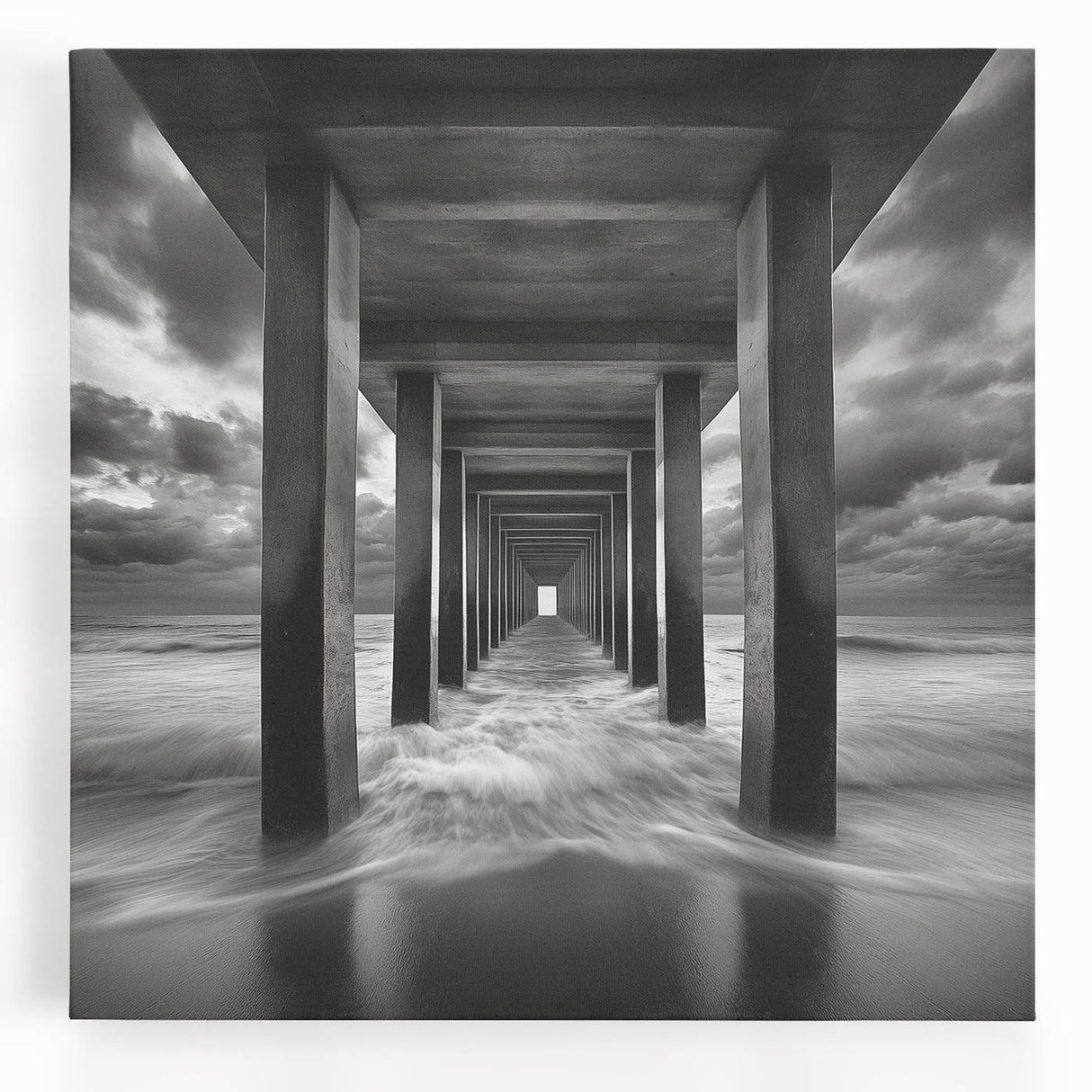 Ocean Tunnel Perspective – Black and White Dynamic Wall Art
