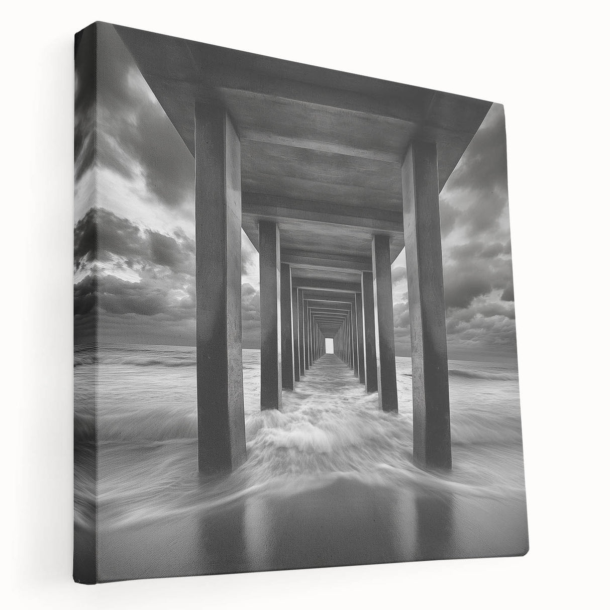Ocean Tunnel Perspective – Black and White Dynamic Wall Art