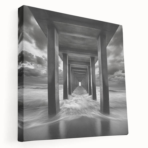 Ocean Tunnel Perspective – Black and White Dynamic Wall Art