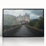 Framed acrylic wall art depicting a picturesque landscape with a majestic castle, set against a vibrant sky, showcasing intricate details and rich colors. Perfect for enhancing home decor with a touch of elegance.
