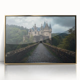 Framed acrylic artwork showcasing a stunning landscape with a majestic castle, set in a gold frame, ideal for home decor and art enthusiasts. The vibrant colors and intricate details enhance any room's ambiance.