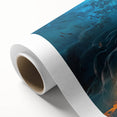 Rolled canvas showcasing a stunning landscape design of caves, featuring rich colors and intricate details, packaged securely in a protective cardboard tube.