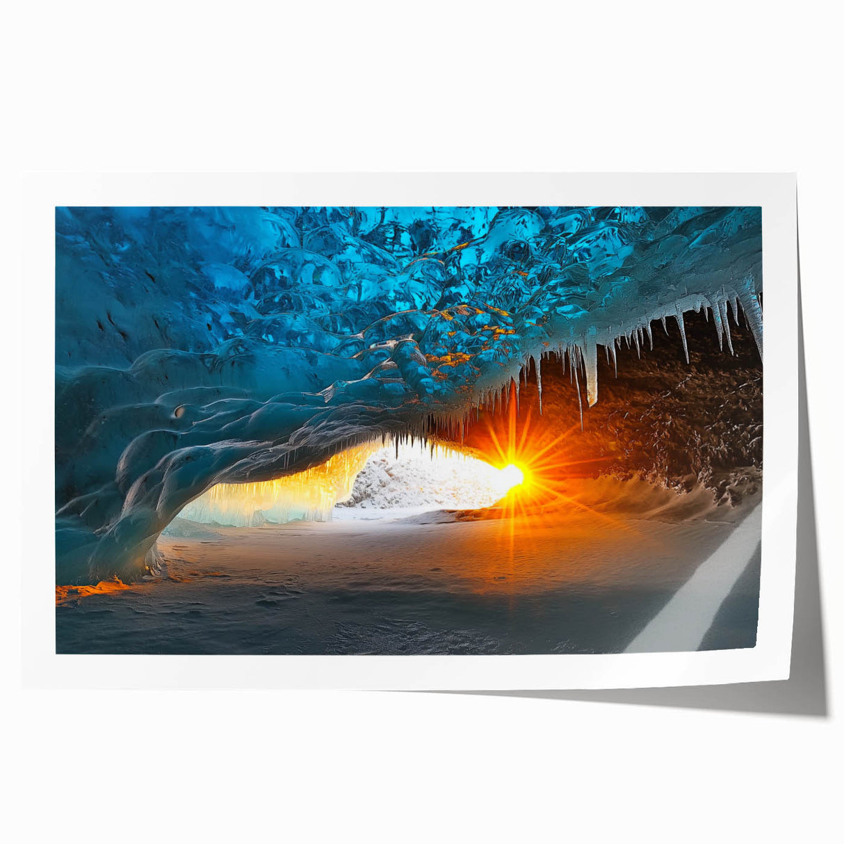 Stunning rolled print of a vibrant cave landscape showcasing rich earth tones and intricate textures, perfect for enhancing home decor. Packaged securely for safe delivery.