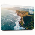 Acrylic glass artwork depicting a breathtaking side view of rugged cliffs against a vibrant sky, showcasing intricate details and textures, perfect for landscape art enthusiasts.