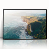 Framed acrylic artwork showcasing a stunning landscape of cliffs, featuring vibrant colors and intricate details, perfect for enhancing modern home décor.