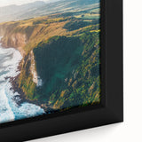 Framed canvas artwork showcasing a close-up view of dramatic cliffs in a scenic landscape, highlighting rich textures and earthy tones for a captivating interior decor piece. Ideal for nature lovers seeking to enhance their living space with elegant wall art.