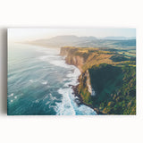 Stretched canvas artwork depicting dramatic cliffs and serene landscapes, showcasing vibrant colors and intricate details, ideal for home decor and art enthusiasts.