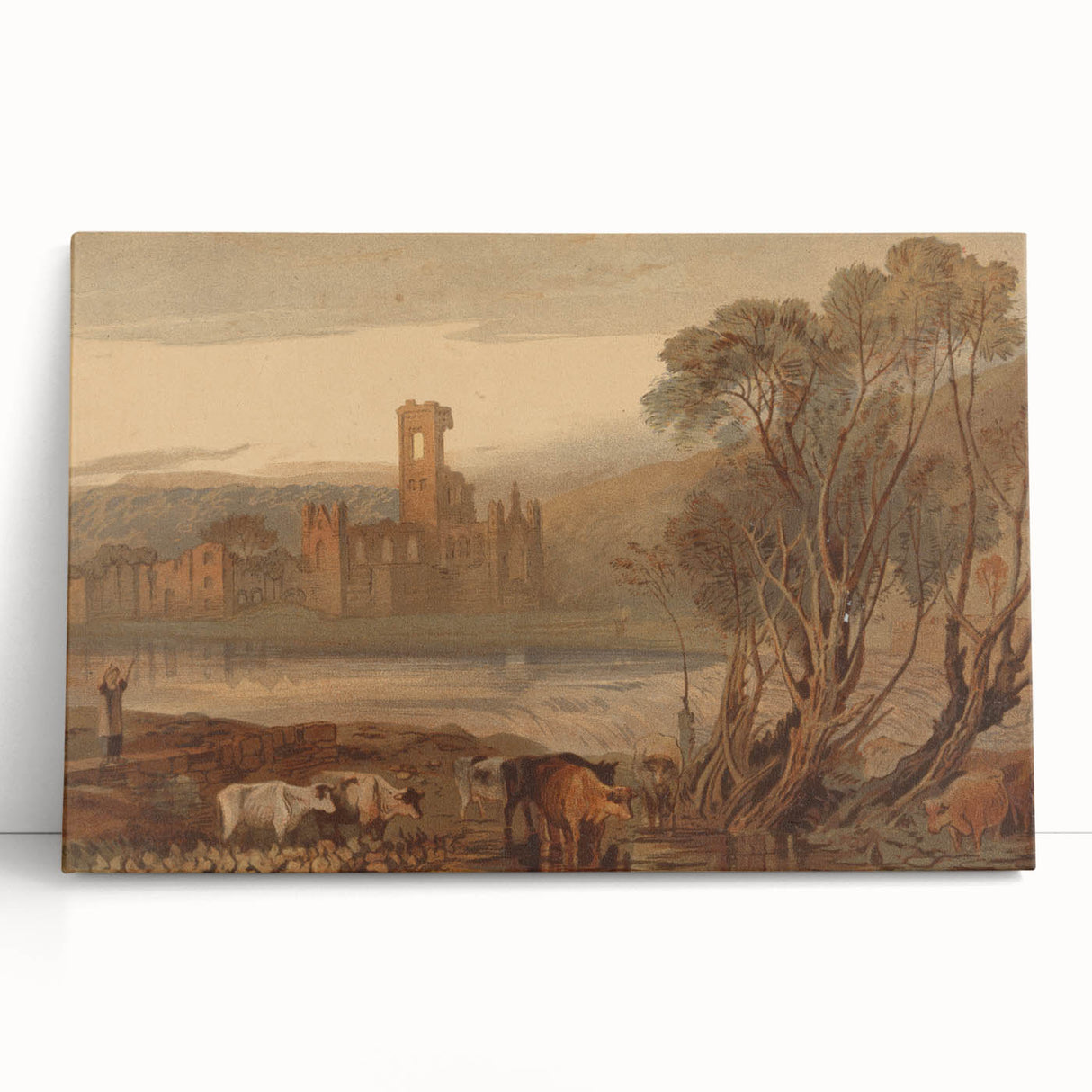 Romantic Art Prints: Kirkstall Abbey on the River Aire - Historical Wall Art