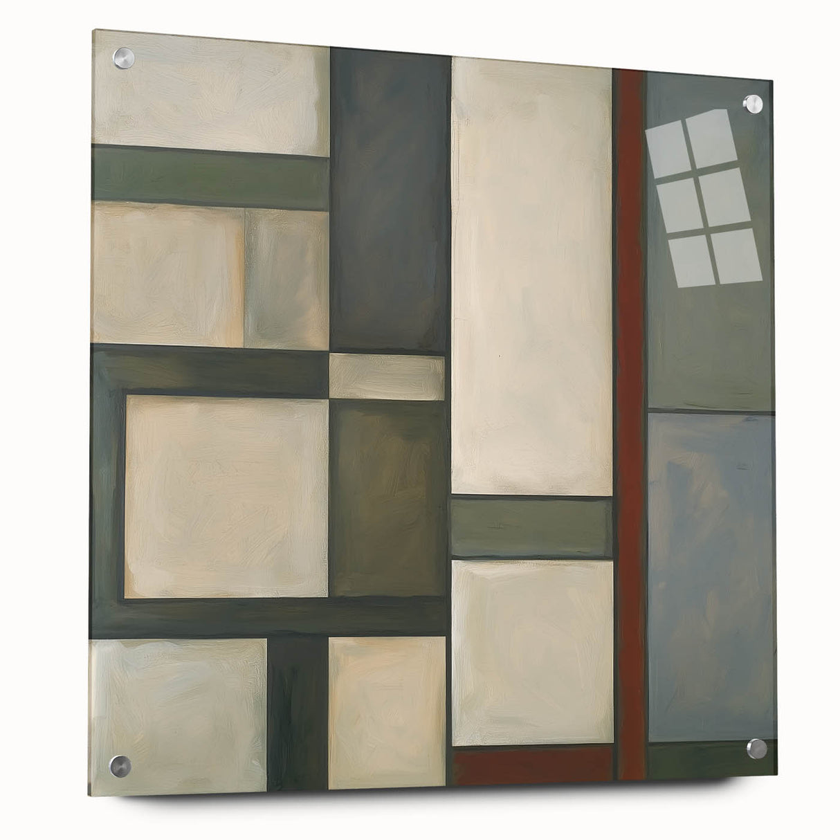 Modern Geometric Bedroom Wall Art – Light Gray and Silver