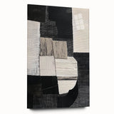 Modern Monochrome Abstract Wall Art – Black & White Textured Canvas