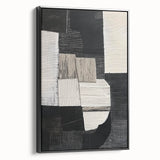 Modern Monochrome Abstract Wall Art – Black & White Textured Canvas
