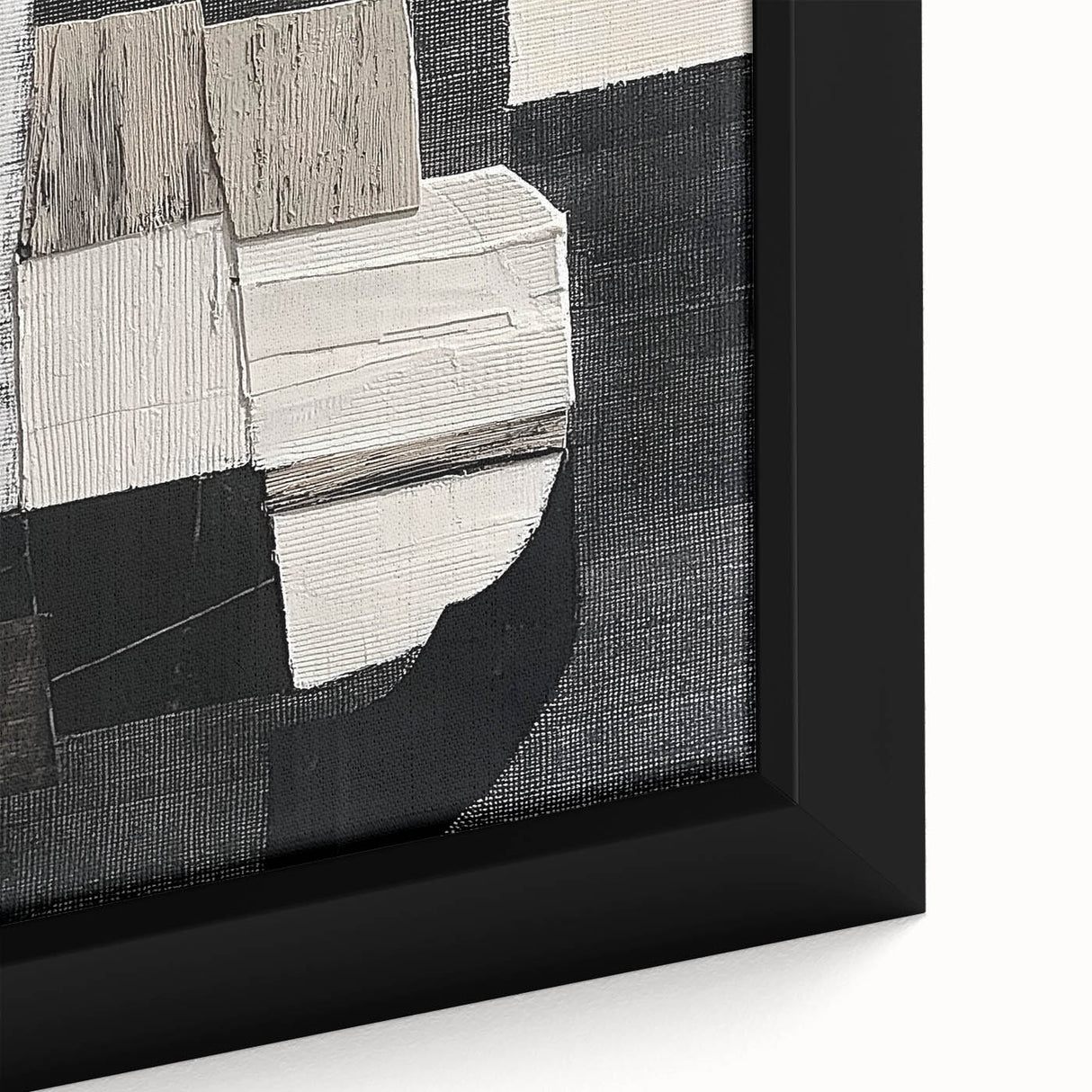 Modern Monochrome Abstract Wall Art – Black & White Textured Canvas