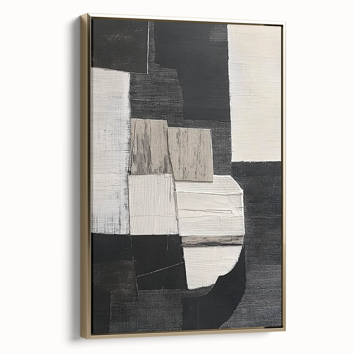Modern Monochrome Abstract Wall Art – Black & White Textured Canvas