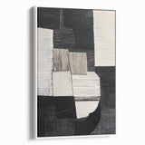 Modern Monochrome Abstract Wall Art – Black & White Textured Canvas