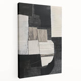Modern Monochrome Abstract Wall Art – Black & White Textured Canvas