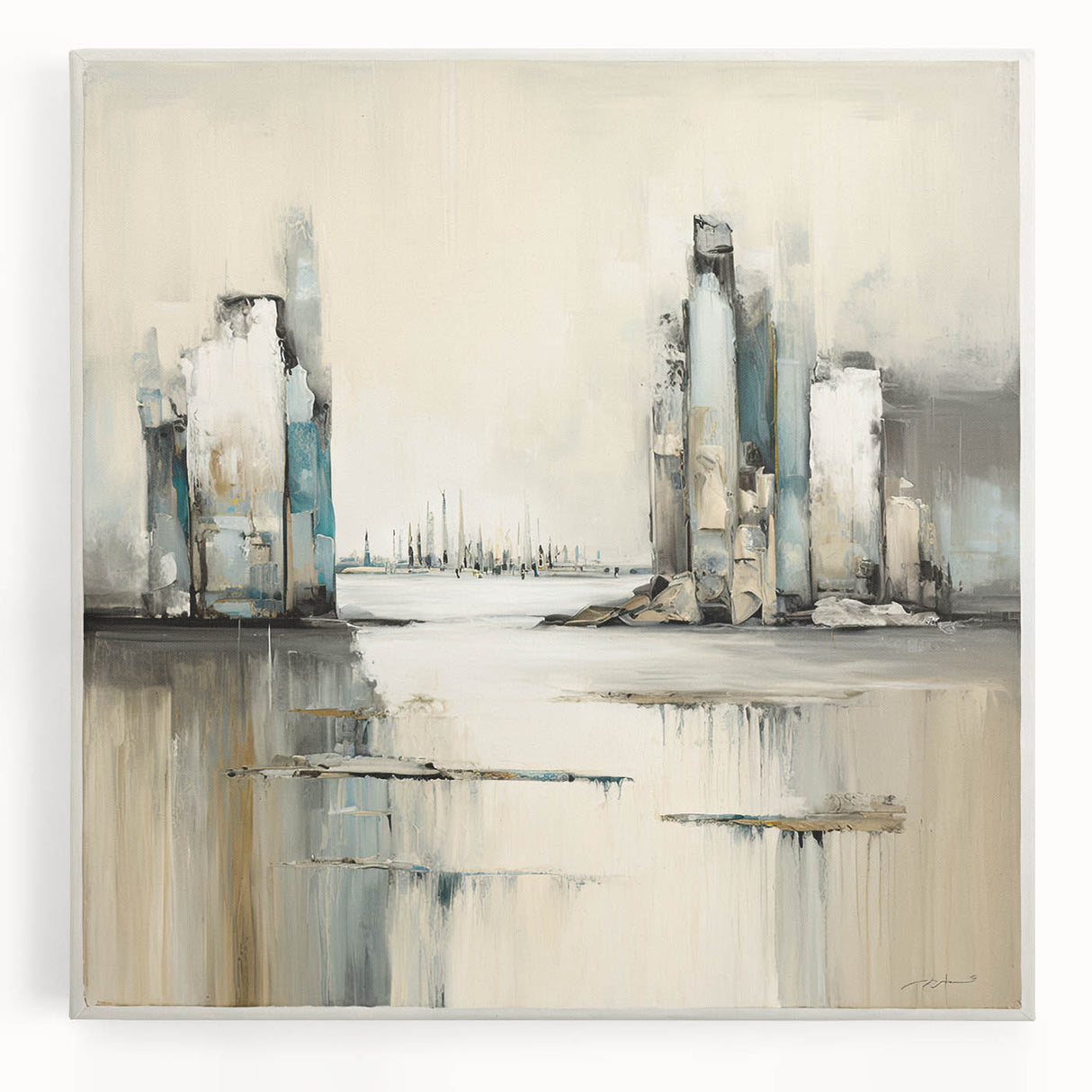 Abstract wall art canvas featuring modern architectural design in vibrant colors, showcasing geometric shapes and intricate patterns, perfect for contemporary decor.