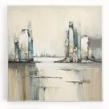 Abstract wall art canvas featuring modern architectural design in vibrant colors, showcasing geometric shapes and intricate patterns, perfect for contemporary decor.