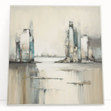 Abstract architecture wall art on stretched canvas, showcasing geometric shapes in muted colors. Ideal for modern home decor, adding sophistication to any space.