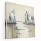 Abstract architecture wall art design on stretched canvas, showcasing geometric shapes in vibrant colors, perfect for modern home decor or office spaces.