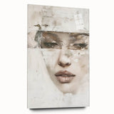 Abstract figurative wall art displayed in a side view, featuring vibrant colors and smooth acrylic glass finish, ideal for modern home decor and artistic ambiance.