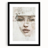 Abstract figurative wall art framed in black, showcasing a modern design with vibrant colors and intricate patterns, perfect for contemporary home decor.
