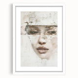 Abstract figurative wall art framed with a white mat, showcasing vibrant colors and dynamic shapes, perfect for modern home decor and artistic interiors.