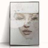 Abstract figurative wall art in a sleek silver frame, showcasing vibrant colors and dynamic shapes, perfect for modern home decor or office aesthetics.