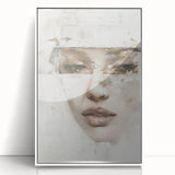 Abstract figurative wall art featuring vibrant colors and dynamic shapes, framed in white acrylic, perfect for modern home decor and artistic expression.