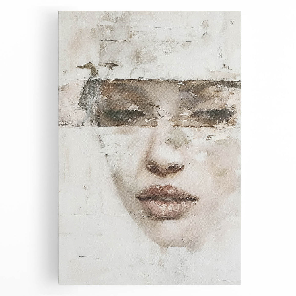 Abstract figurative wall art on stretched canvas, showcasing vibrant colors and dynamic shapes, perfect for modern home decor. Bright hues and unique design elements create an eye-catching focal point for any room.