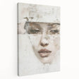 Abstract figurative wall art on stretched canvas showcasing vibrant colors and dynamic shapes, viewed from the side to highlight depth and texture. Perfect for modern home decor.
