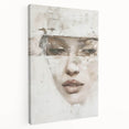 Abstract figurative wall art on stretched canvas showcasing vibrant colors and dynamic shapes, viewed from the side to highlight depth and texture. Perfect for modern home decor.