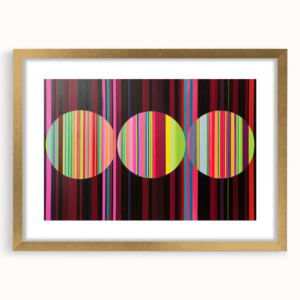 Abstract geometric frame in gold with a mat, showcasing a modern design that enhances any interior decor, ideal for contemporary art lovers and home styling.
