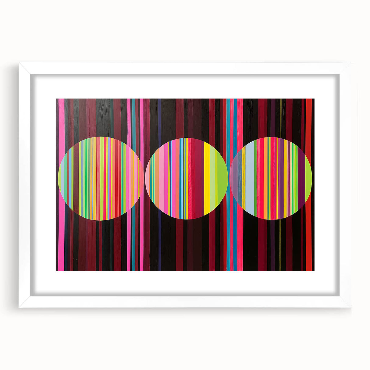 Abstract geometric frame in a white mat, showcasing a modern design with sharp lines and angles, perfect for contemporary home decor. Ideal for galleries or stylish interiors.