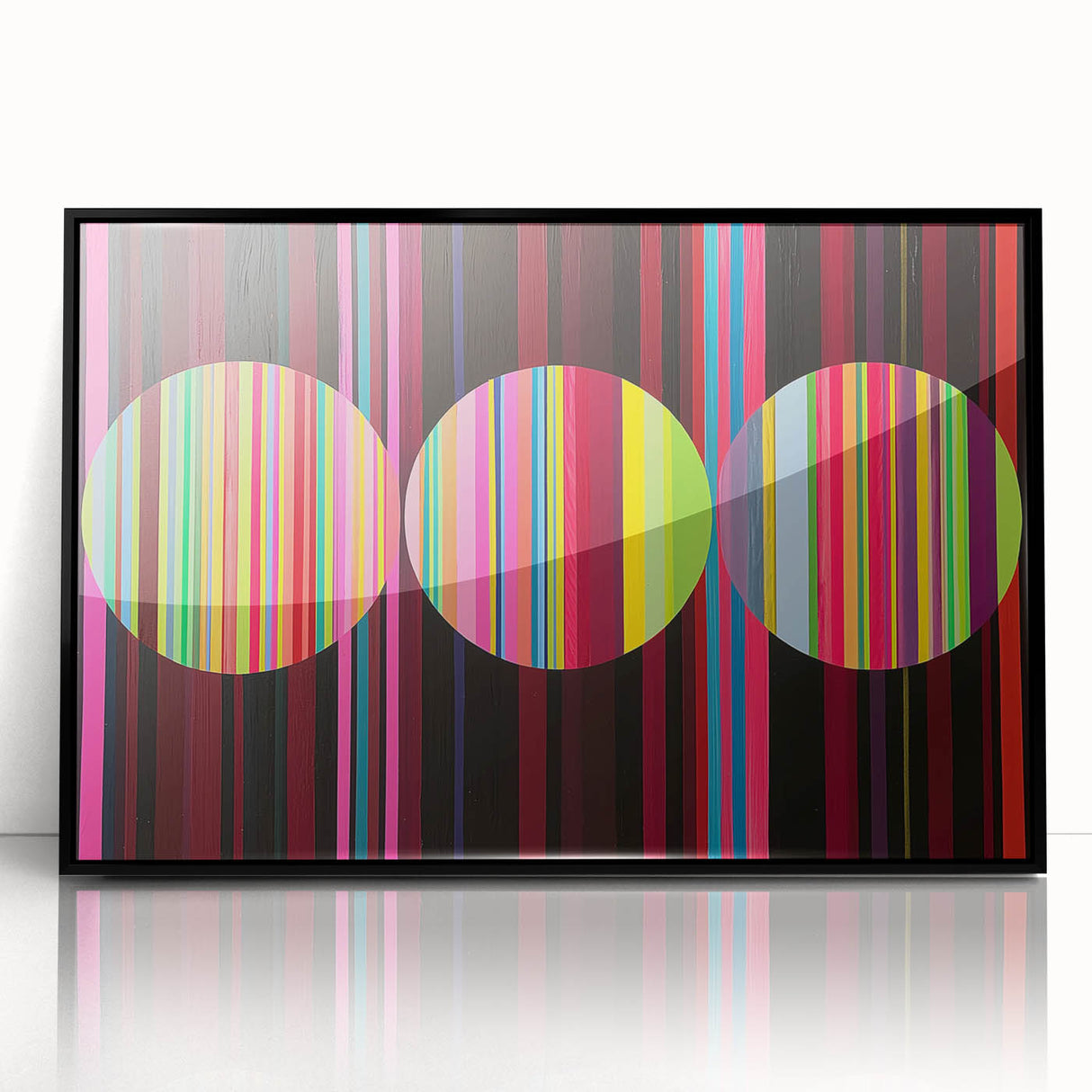Framed acrylic wall art featuring a striking abstract geometric design in black, showcasing sharp angles and modern aesthetics, perfect for contemporary decor.