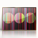 Framed acrylic wall art featuring an abstract geometric design in gold tones, set against a sleek black background, ideal for modern home decor.