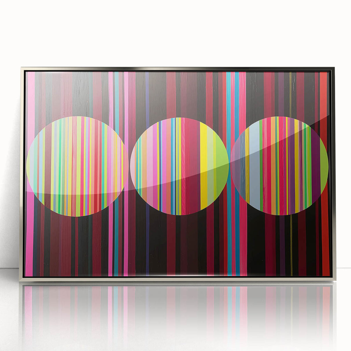 Framed abstract geometric wall art in silver, featuring intricate shapes and lines, perfect for modern decor. Ideal for brightening living spaces with a contemporary touch.