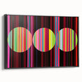 Framed abstract geometric canvas artwork with a sleek black border, showcasing intricate shapes and patterns, ideal for modern home decor. Perfect for adding a contemporary touch to living spaces.