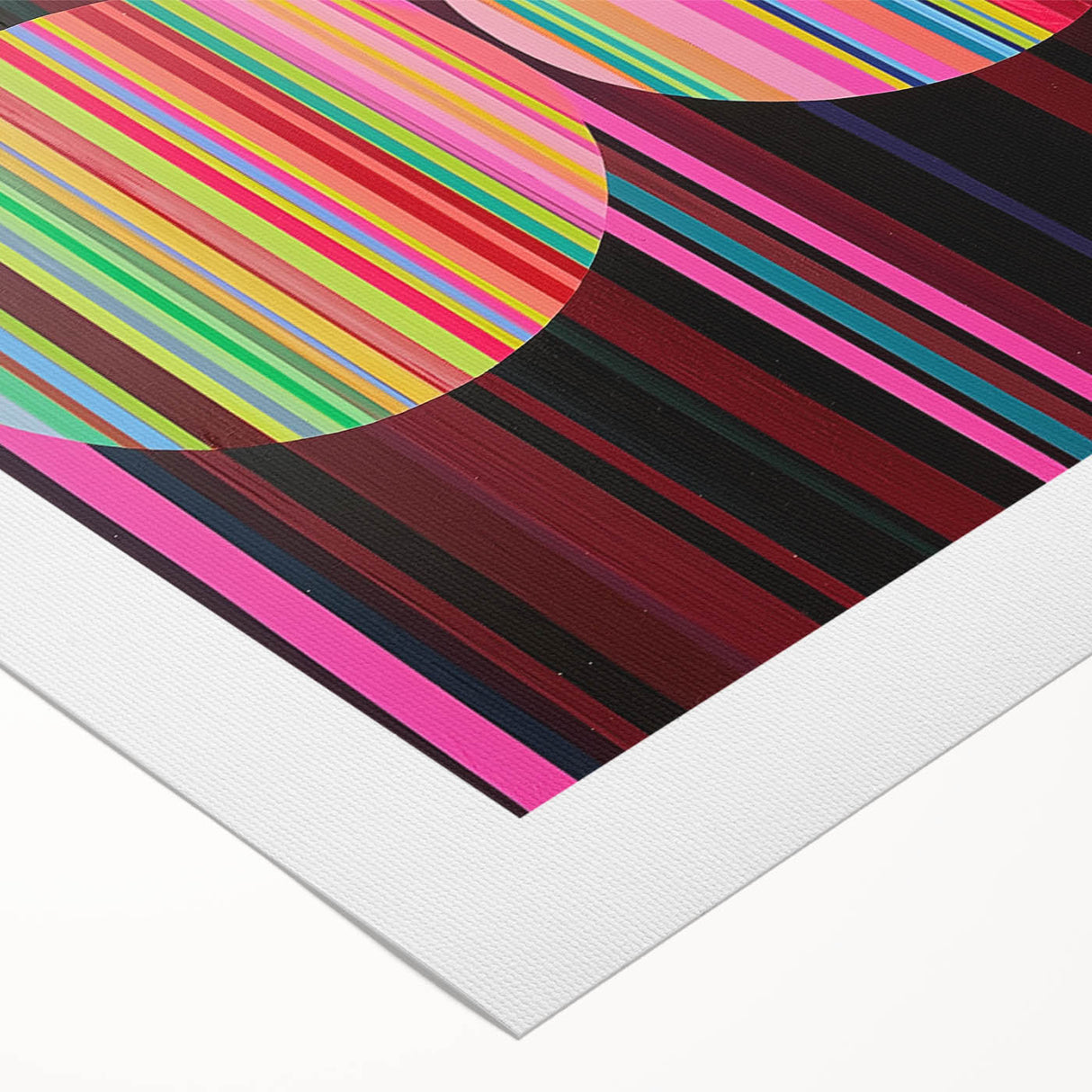Abstract geometric rolled canvas art showcasing vibrant colors and intricate patterns, perfect for modern home décor. Packaged securely in a protective cardboard tube.