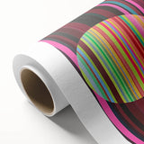 Abstract geometric rolled canvas art showcasing vibrant blue, orange, and yellow shapes, perfect for modern home decor. Packaged securely in a cardboard tube for safe delivery.